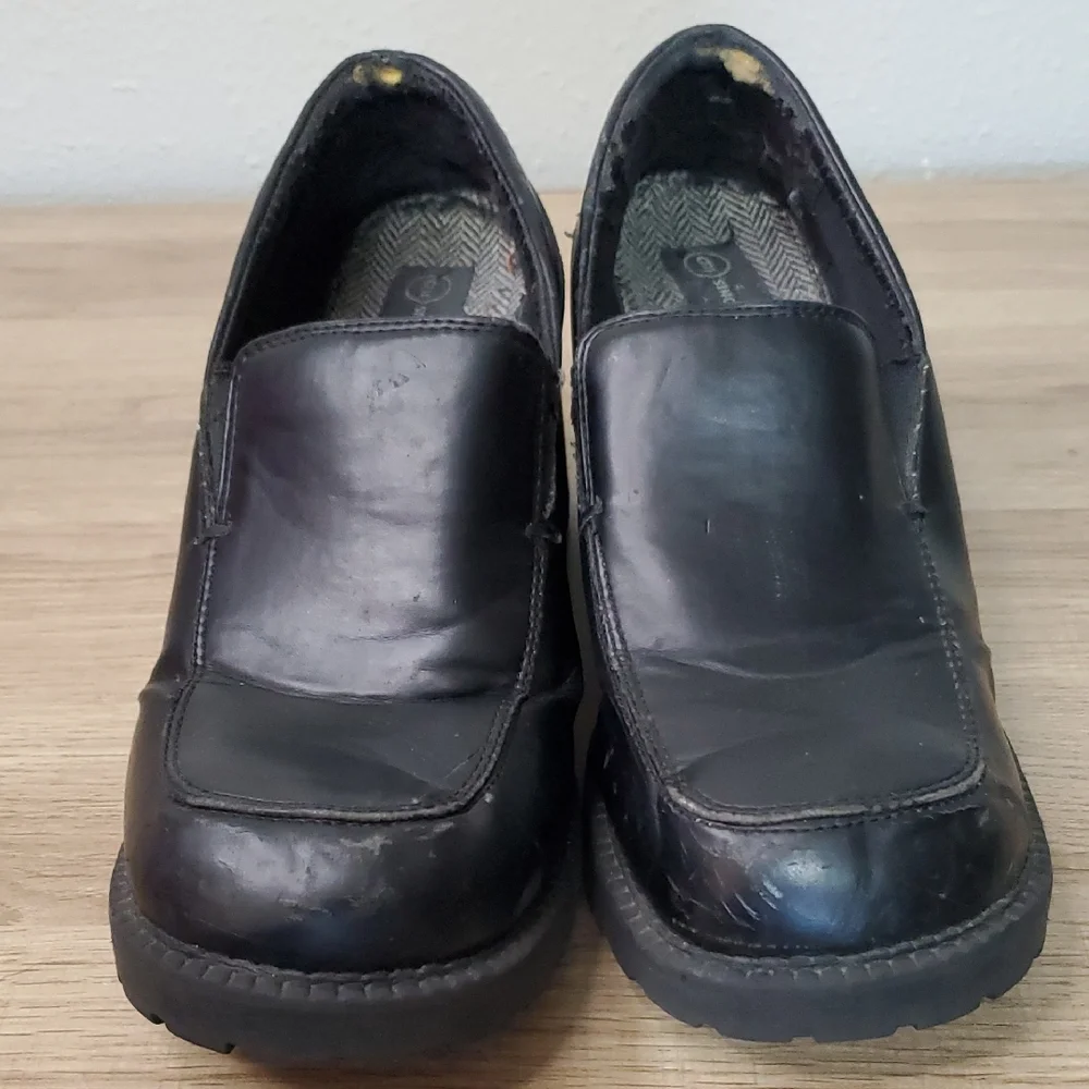 Route 66 Black Chunky Heel Platform Loafers Women's Size 9